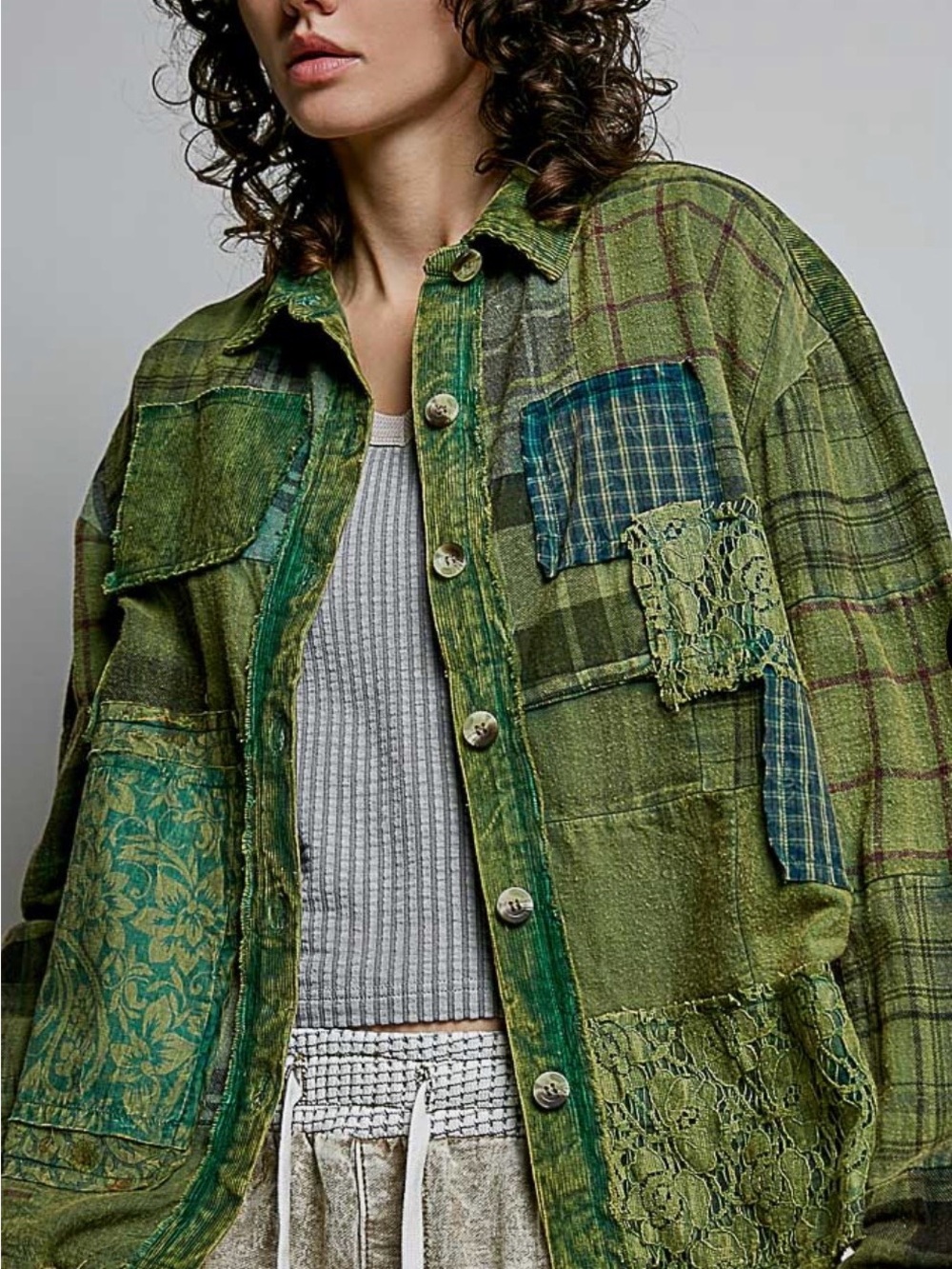 Pol Green Patchwork Women's Jacket - Unbranded